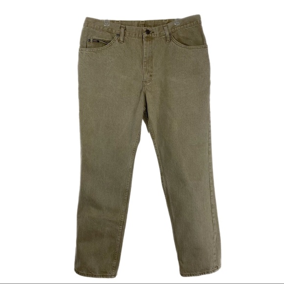 Lee Men’s Retro 90’s Khaki Brown Denim Regular Straight Jeans 36X30 - Picture 1 of 7
